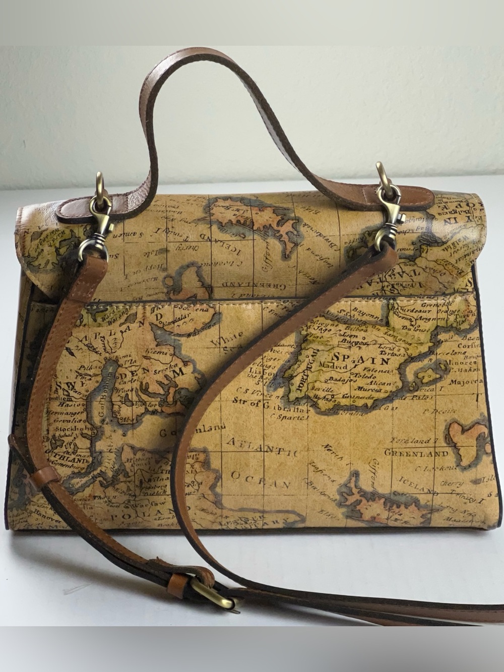 Patricia Nash Signature Map Collection Leather Satchel-Crossbody - Picture 5 of 15